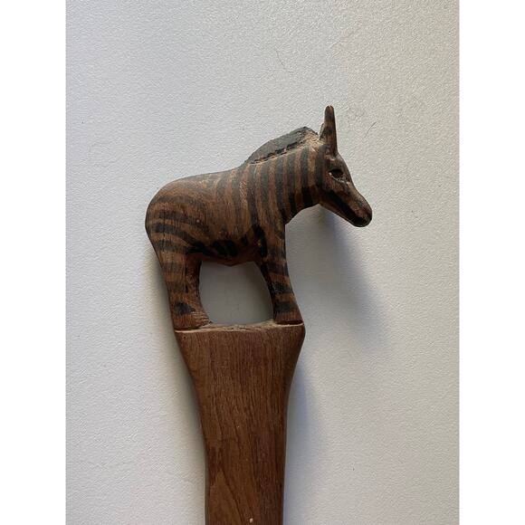 Vintage wooden spoon, hand carved, zebra 12 inch - Picture 4 of 8